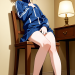 【エロ画像】ピンク髪ポニーテール貧乳小柄×オナニー・自慰_AI_アニメエロ画像