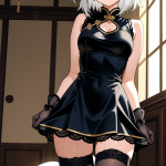【エロ画像】黒青グラデーションハーフアップ×ニーソ・絶対領域_AI_アニメエロ画像