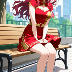 【エロ画像】マゼンタサイドテール巨乳×野外露出_AI_アニメエロ画像
