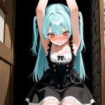 【エロ画像】水色ロング貧乳小柄×縛り・拘束_AI_アニメエロ画像