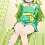 【エロ画像】ライム色セミロングロリ体型×美少女エロ_AI_アニメエロ画像