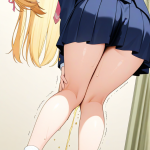 【エロ画像】ピンク髪ロング制服むっちり×おしっこ・放尿_AI_アニメエロ画像