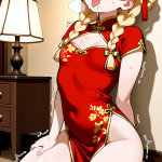【エロ画像】金髪ツインおさげ巨乳×アヘ顔・イキ顔_AI_アニメエロ画像