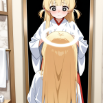 【エロ画像】金髪サイドテール幼体×鏡越し_AI_アニメエロ画像