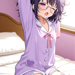 【エロ画像】ピンク髪ツインテール貧乳×寝起き・パジャマ_AI_アニメエロ画像