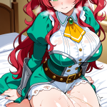 【エロ画像】赤髪ウェーブロング巨乳×潮吹き_AI_アニメエロ画像