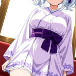 【エロ画像】白髪サイドアップむっちり巨乳×ニーソ・絶対領域_AI_アニメエロ画像