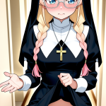 【エロ画像】金ピンクグラデーション三つ編み×バック・後背位_AI_アニメエロ画像
