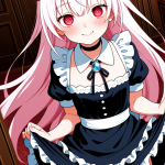 【エロ画像】白髪セミロング貧乳長身×メイド服_AI_アニメエロ画像