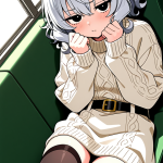 【エロ画像】銀髪セミロングスレンダー×ニーソ・絶対領域_AI_アニメエロ画像
