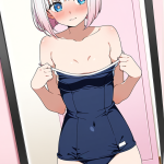 【エロ画像】桜色ボブスレンダー×鏡越し_AI_アニメエロ画像