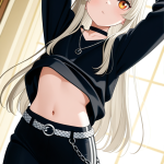 【エロ画像】プラチナ髪セミロンググラマラス×貧乳・微乳_AI_アニメエロ画像