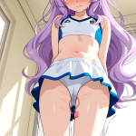【エロ画像】マゼンタウェーブロング貧乳長身×バイブ責め_AI_アニメエロ画像