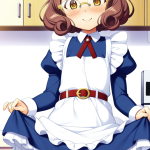 【エロ画像】茶髪セミロングロリ体型×メイド服_AI_アニメエロ画像