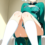 【エロ画像】ライム色刈り上げショート長身ス×おしっこ・放尿_AI_アニメエロ画像