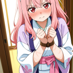【エロ画像】桜色セミロングむっちり×縛り・拘束_AI_アニメエロ画像