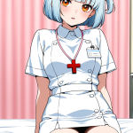 【エロ画像】水色ボブむっちりナース×ナース服_AI_アニメエロ画像