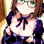【エロ画像】茶髪ハーフアップ小柄貧乳×パイズリ_AI_アニメエロ画像