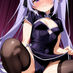 【エロ画像】黒青グラデーションツインテール×おしっこ・放尿_AI_アニメエロ画像