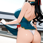 【エロ画像】茶髪内巻きセミロング巨乳×バック・後背位_AI_アニメエロ画像