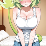 【エロ画像】ライム色サイドテール巨乳×縛り・拘束_AI_アニメエロ画像