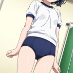 【エロ画像】水色髪刈り上げショートむっちり×体操服・ブルマ_AI_アニメエロ画像