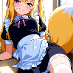 【エロ画像】グラデーションサイドテール高身×ニーソ・絶対領域_AI_アニメエロ画像