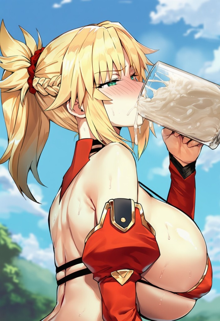 【Fate/エロ画像】モードレッドさんにザーメンをジョッキで飲んでもらう❤