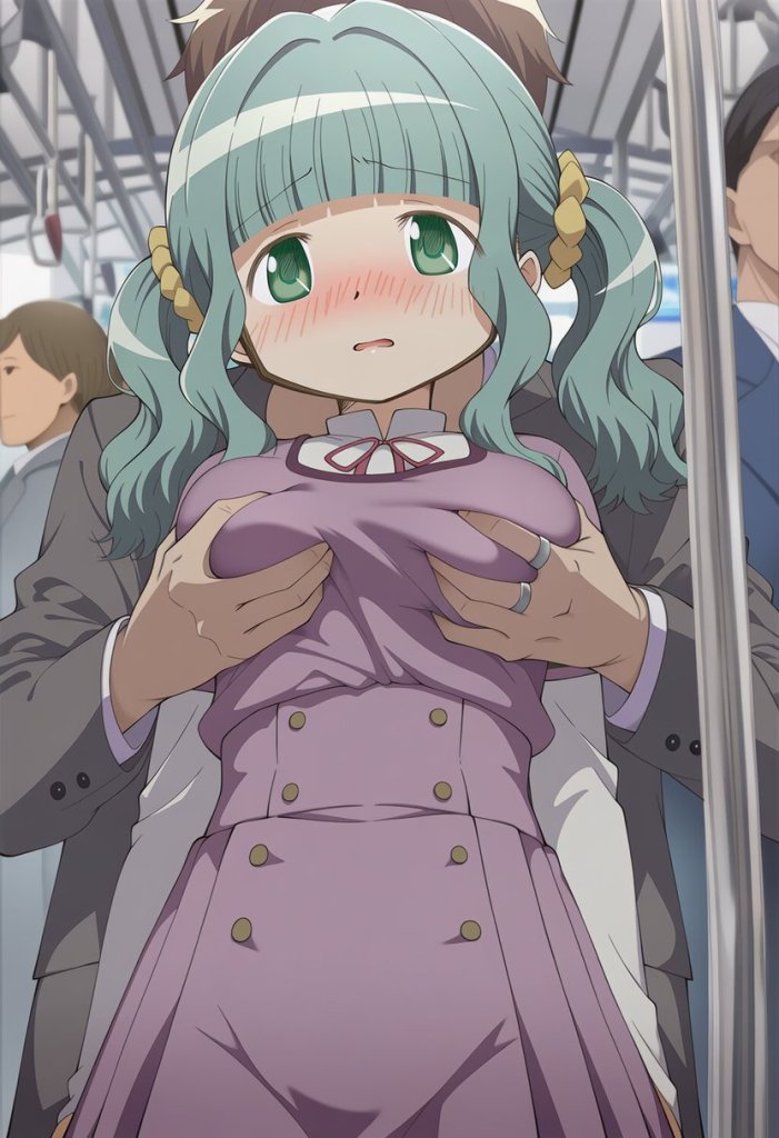 【マギレコ】二葉さなが電車でおっぱい揉まれまくるエロ画像♥