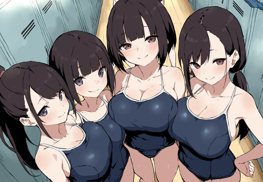 【二次エロ】スク水女子たちのご奉仕ロッカールーム♥