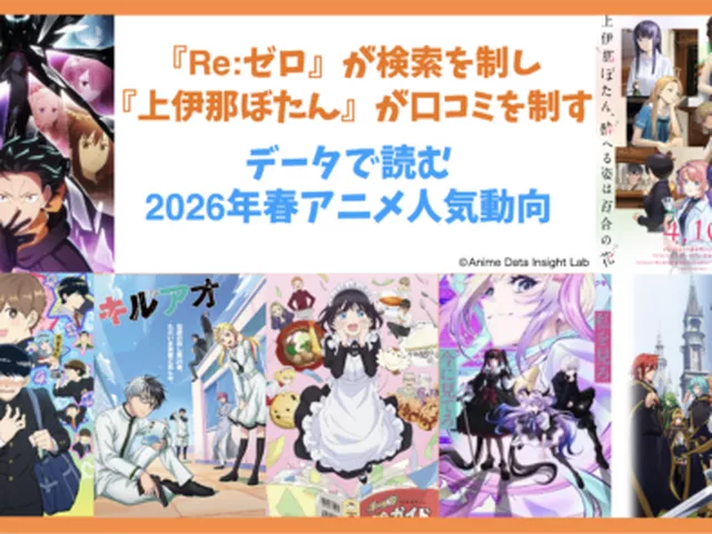 今期の覇権は続編？新作？『Re:ゼロ』が検索で圧倒、『上伊那ぼたん』は口コミで異例の急成長！2026年春アニメ分析